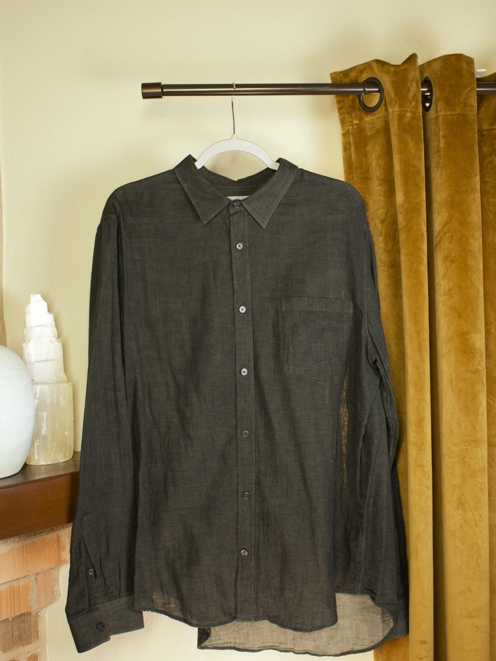 Vince Men’s XL Charcoal 100% Cotton Button Down Shirt